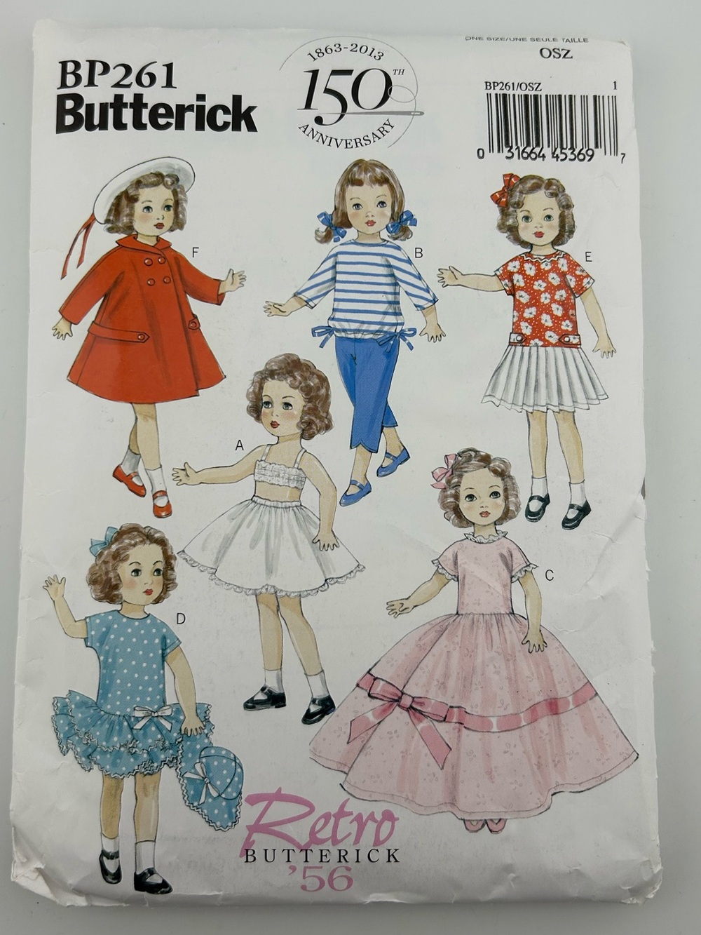 🪡 BUTTERICK 18” Doll Clothing Sewing Pattern BP261 / B6000